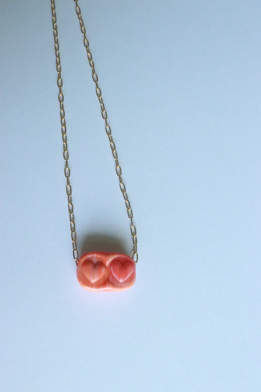 Orange Stamp Glass Necklace