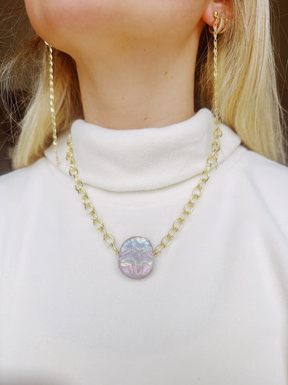 Purple Star Stamp Glass Necklace