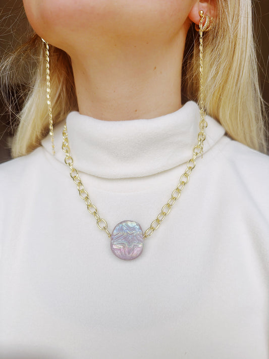 Purple Star Stamp Glass Necklace