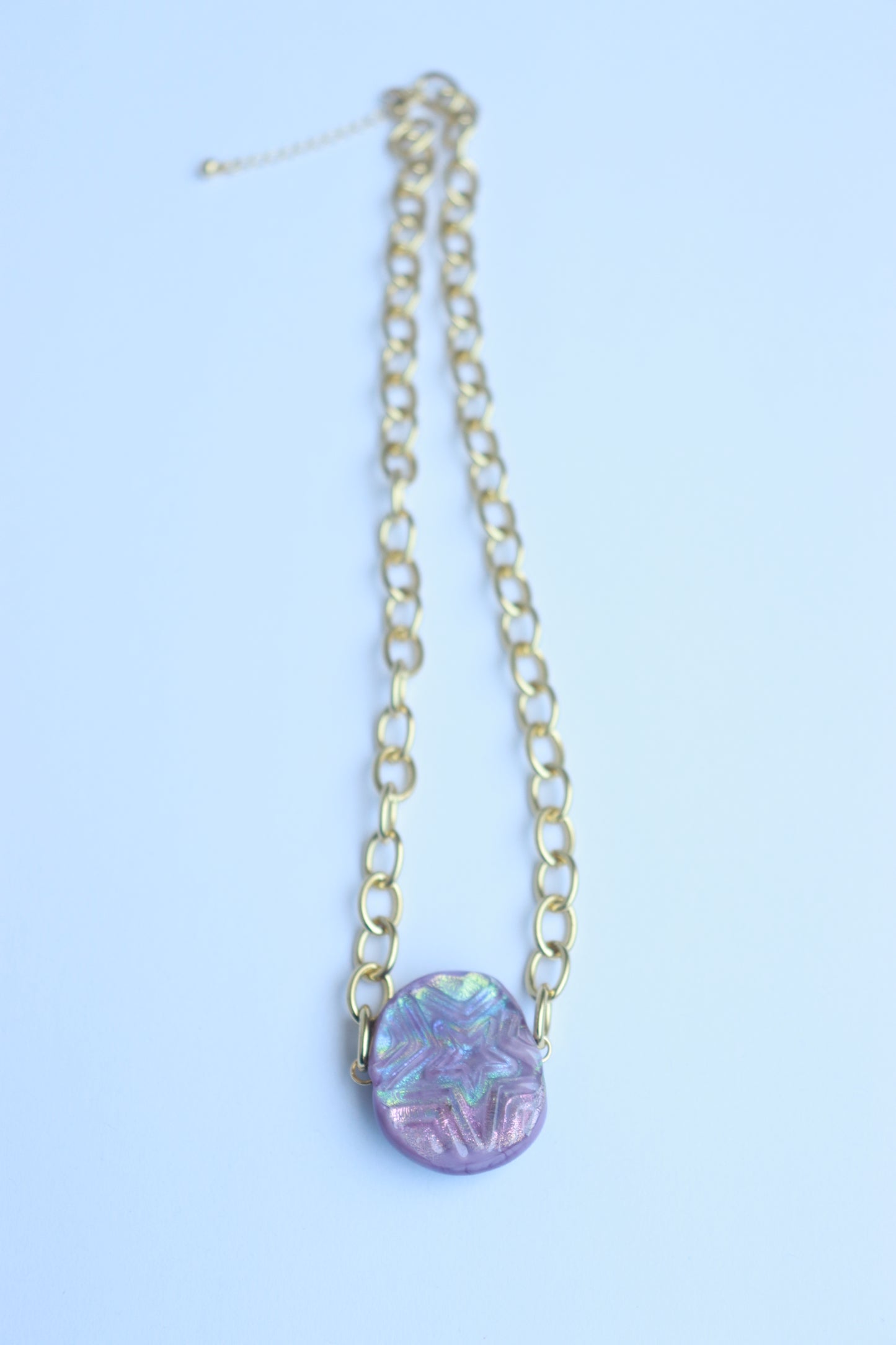 Purple Star Stamp Glass Necklace