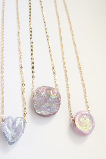 Purple Star Stamp Glass Necklace