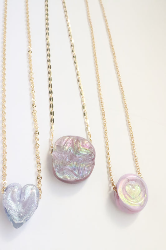 Purple Star Stamp Glass Necklace