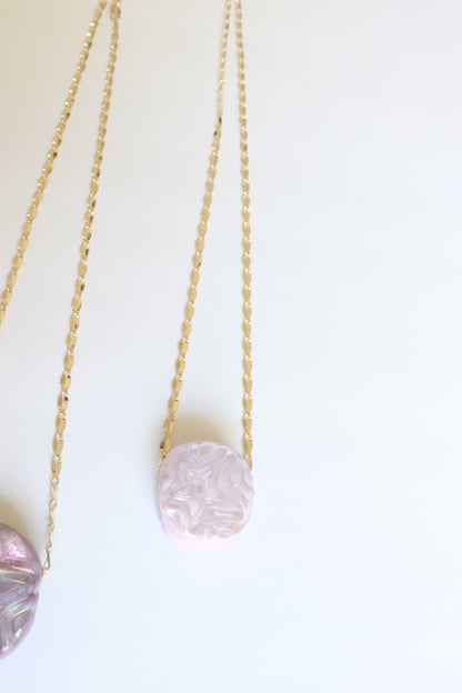 Pink Star Stamp Glass Necklace