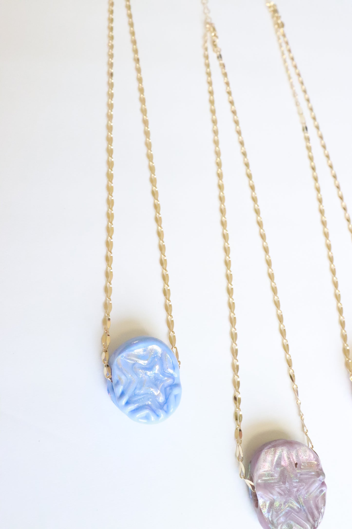 Blue Star Stamp Glass Necklace