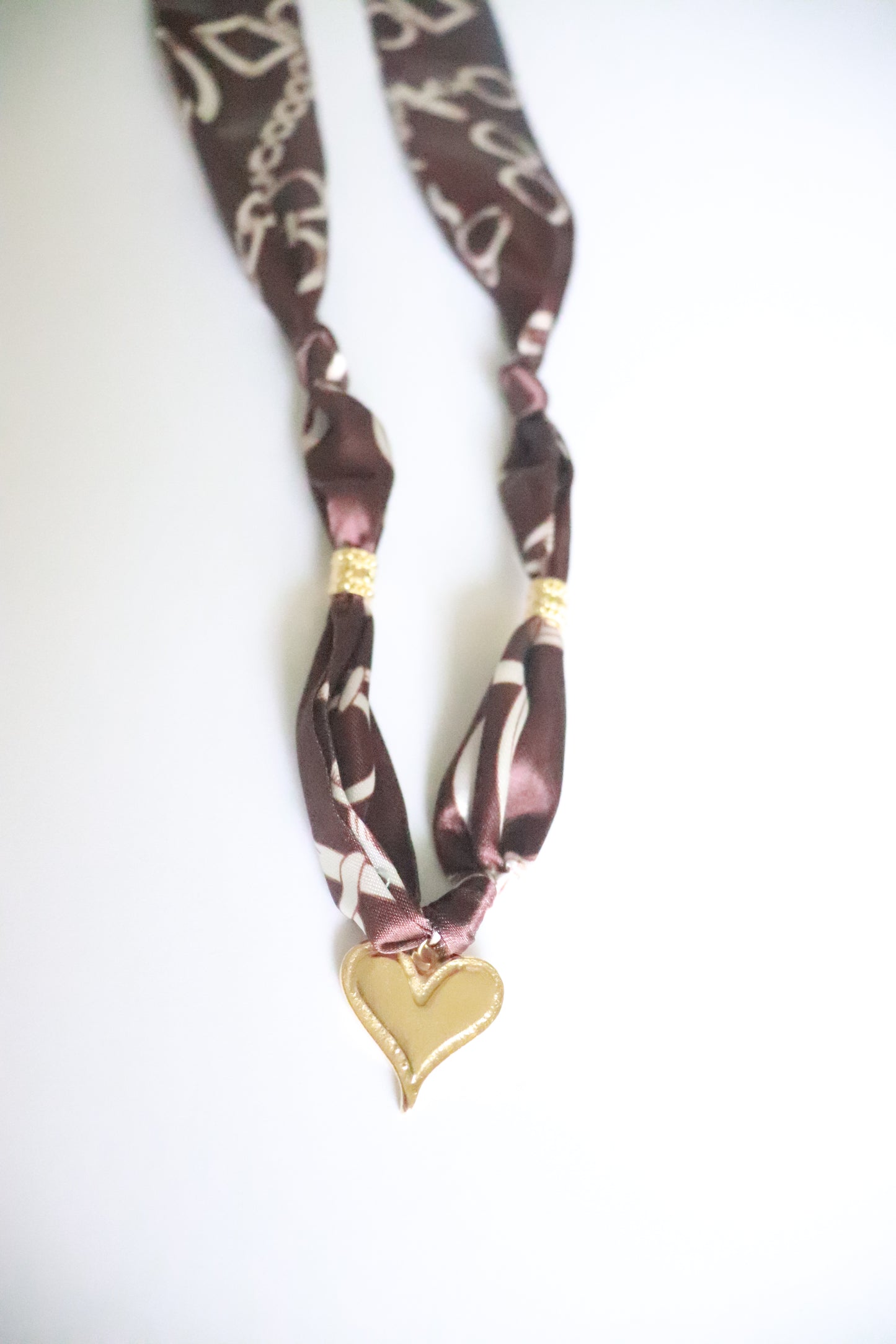 Brown Heart Scarf Necklace