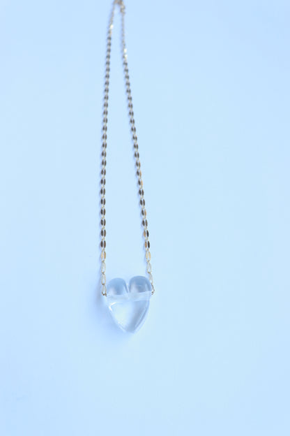 Clear Glass Heart Necklace